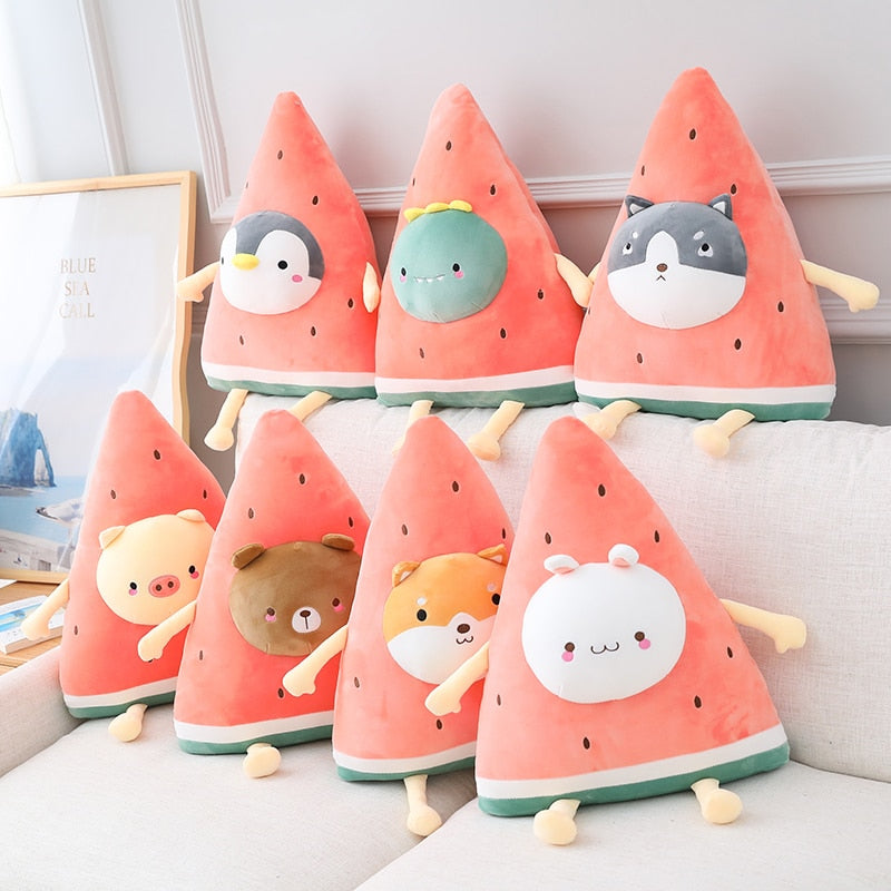 Cute kawaii plush watermelon animal pillow teddy bear peluche toys soft down cotton pluszaki decoracion hogar jouet holiday gift