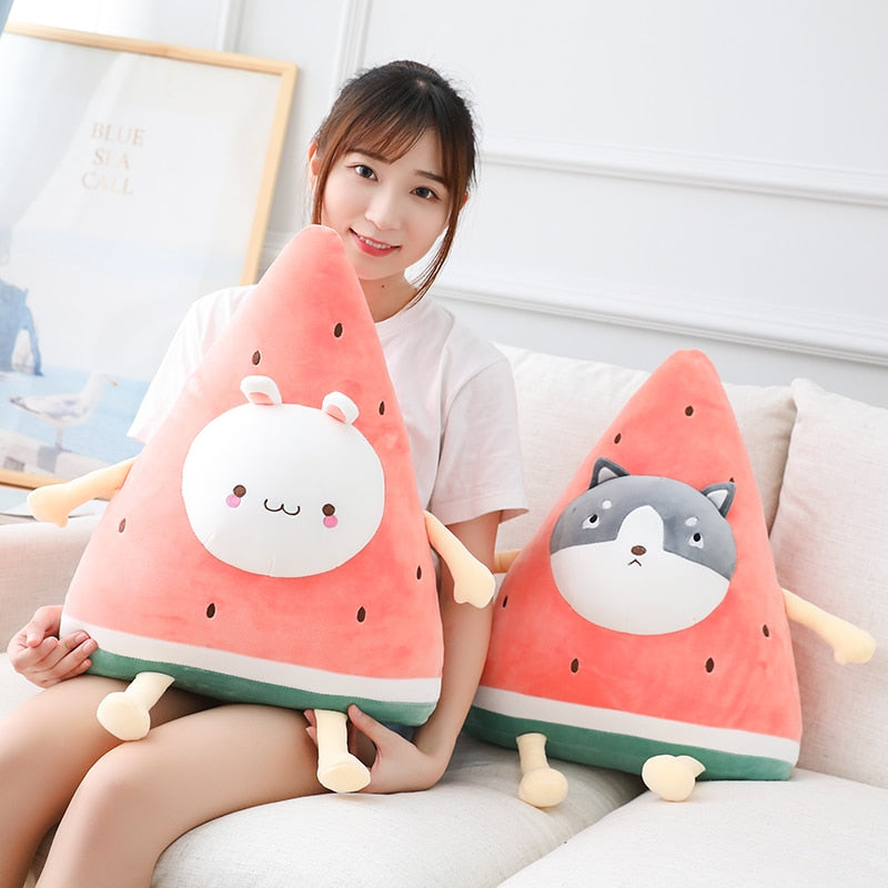 Cute kawaii plush watermelon animal pillow teddy bear peluche toys soft down cotton pluszaki decoracion hogar jouet holiday gift