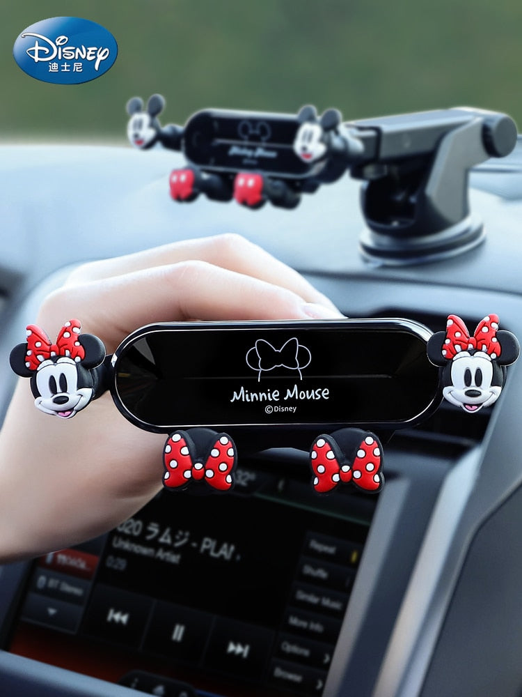 Disney Mickey Minnie Mouse Car Phone Holder Strip Car Air Outlet Anime Mobile Bracket Universal Navigation Gravity Kawaii Holder