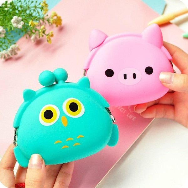 New Fashion Lovely Kawaii Candy Color Cartoon Animal Women Girls Wallet Multicolor Jelly Silicone Coin Bag Purse Kid Gift