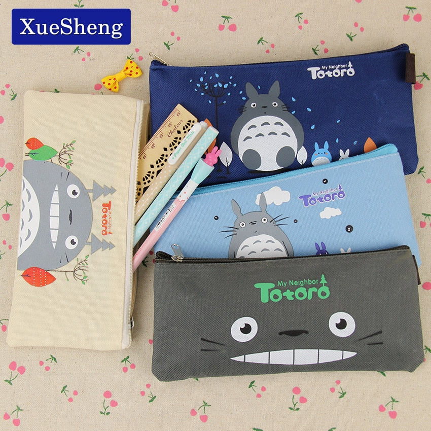 Cute Kawaii Fabric Pencil Case Lovely Cartoon Totoro Pen Bags for Kids Gift School Supplies