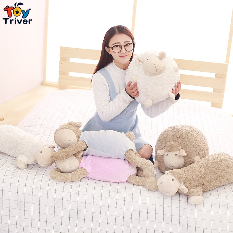 Kawaii Sheep Lamb Plush Toys Stuffed Animals Doll Pillow Cushion Baby Kids Children Girls Boys Birthday Gifts Home Room Decor
