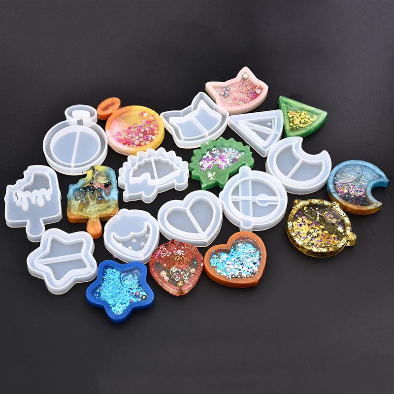 Kawaii Shaker Silicone Mold Resin Heart Star Moon Ice Cream UV Epoxy Resin Moulds Key Chain Pendant Craft Tools Jewelry Supplies