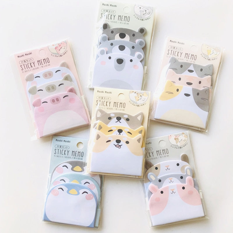 45 Sheets/Pack Kawaii Penguin Pig Bear Cat Memo Pads Student Stationery School Office Supply