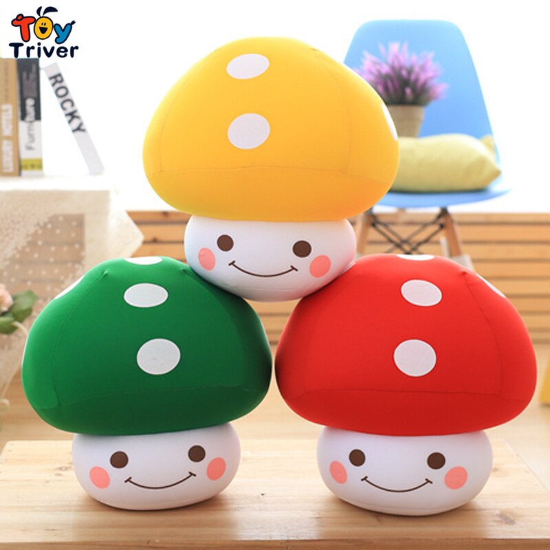Kawaii Red Mushroom Plush Toys Stuffed Doll Foam Particle Pillow Cushion Baby Kids Children Boys Girls Birthday Gifts Home Decor