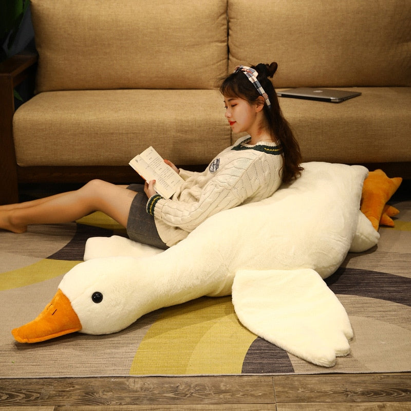 Giant 130cm Simulation Fluffy Duck Plush Toy Cute Animal Popular Stuffed Swan Dolls Kawaii Plush Toy for Girls Birthday Gift