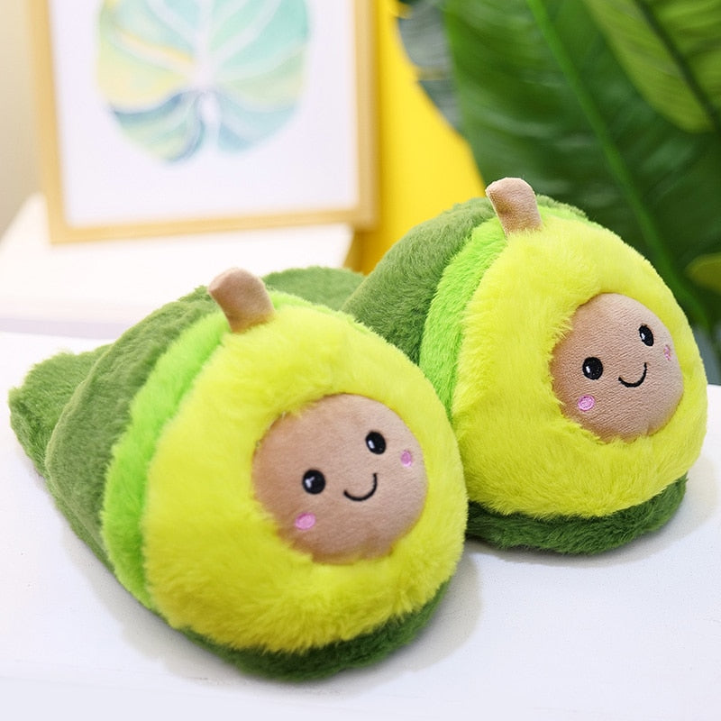 Kawaii Plush Avocado Slippers Fruit Toys Cute Pig unicorn Warm Winter Adult Shoes Doll Women Indoor Household Products