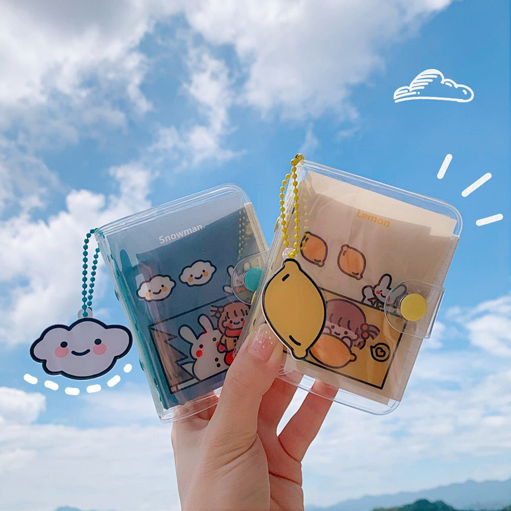 Cute Transparent Mini Loose-leaf Notebook Creative Portable Pocket Hand Book 3 Ring Binder Kawaii School Supplies Stationery