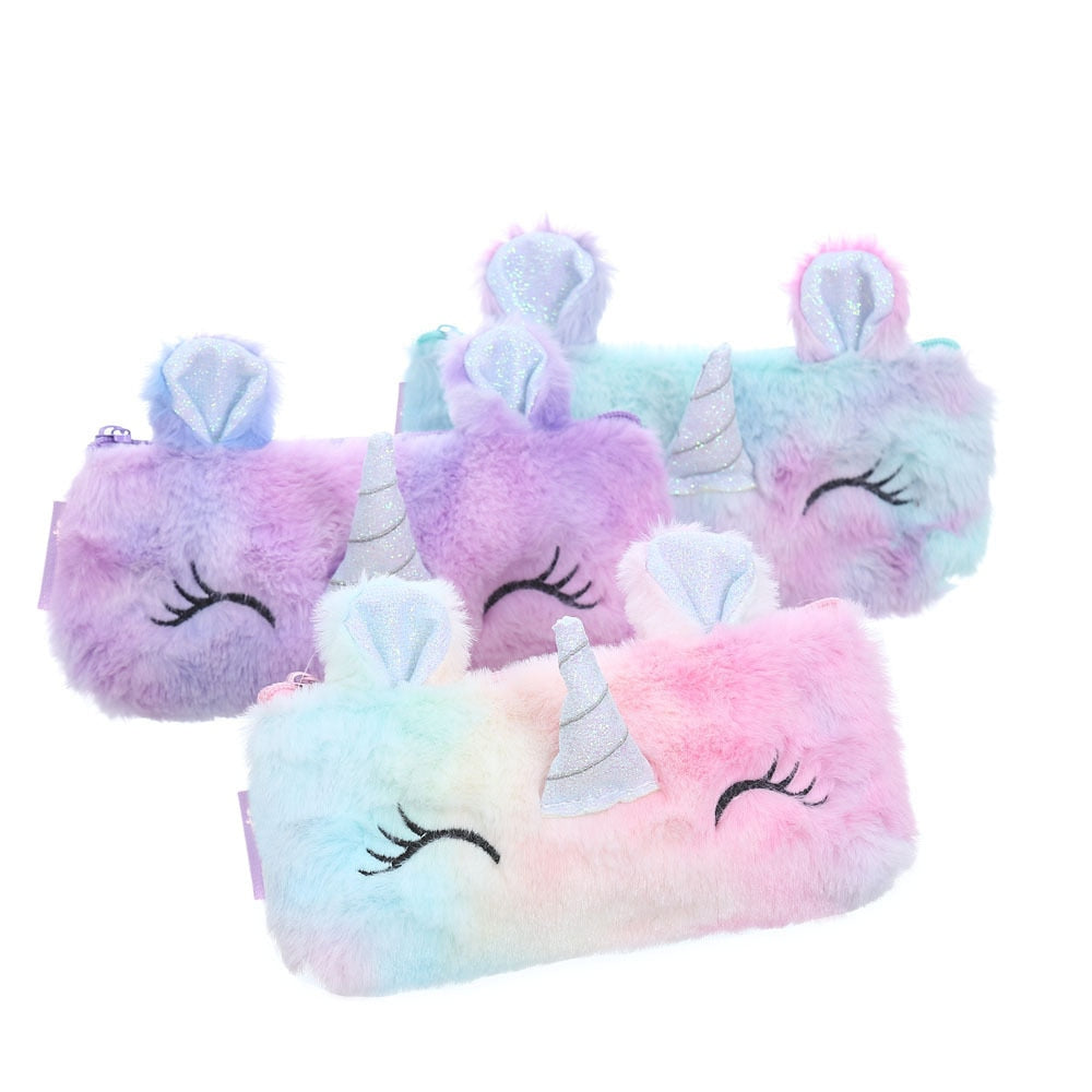 Plush Unicorn Cute Pencil Case Licorne Kawaii Girls Estuche Para Lpices for Trousse Astuccio Canvas Scolaire School Cartuchera