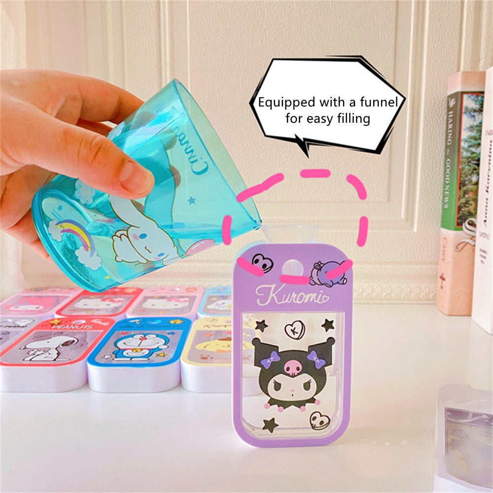 Kawaii Sanrio Perfume Spray Bottle Anime Kuromi Kitty Melody Travel Portable Press Bottled Cartoon Lotion Bottling Girls Gifts