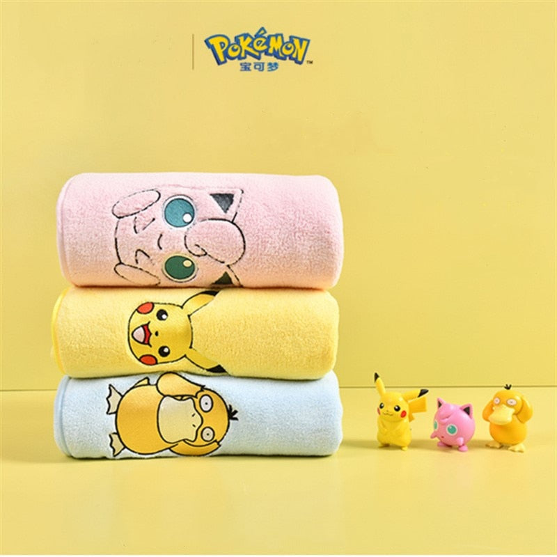 anime pokemon cartoon pikachu jigglypuff psyduck kawaii plush bath towel cute plushie absorbent quick-drying bath towel