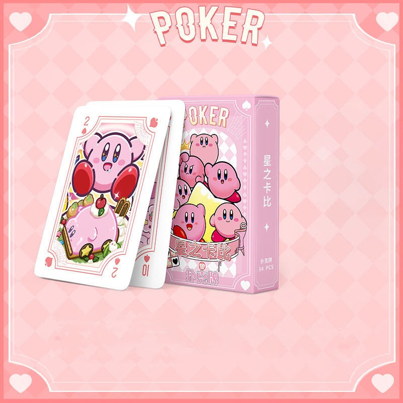 Cute Kawaii Cartoon Kirby My Melody Cinnamoroll Kuromi Hellokitty Playing Cards Game Animation Collection Card Gift Toys