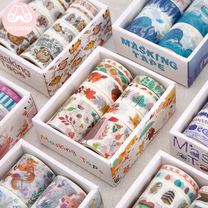Mr Paper 26 Designs 10pcs/box Cute Cartoon Animals Washi Tapes Scrapbooking DIY Deco Creative Japanese Kawaii Masking Tapes