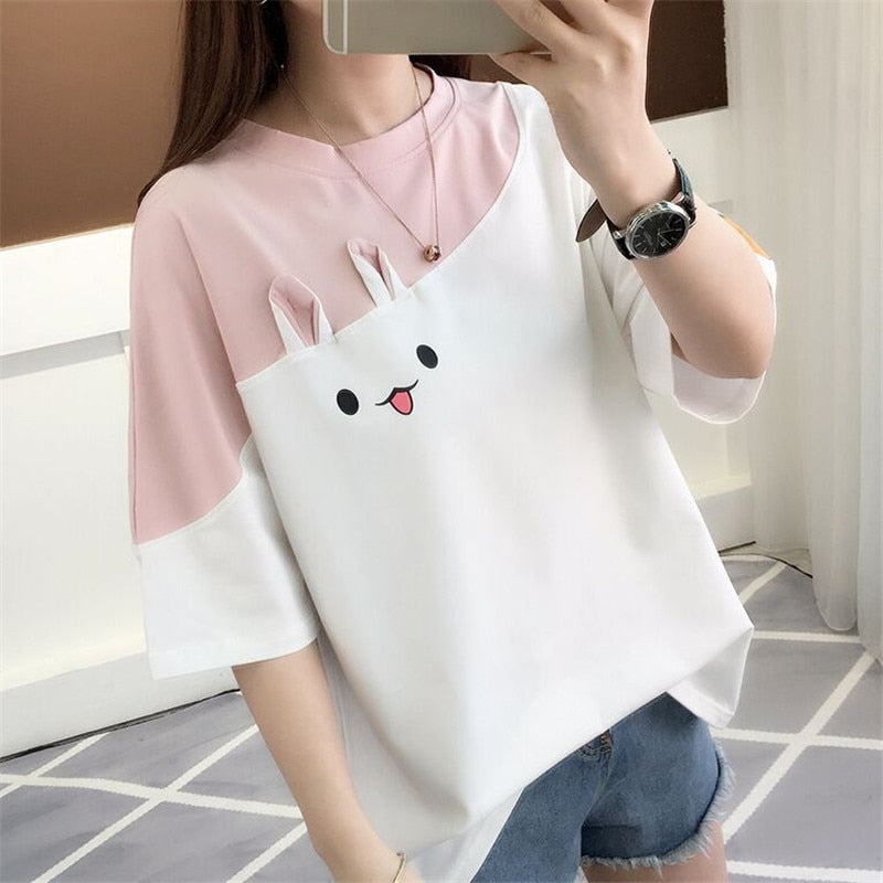 Kawaii Clothes T-shirts Korean Fashion Women Cute Tops Pink Girl Summer Camisetas Ropa de Mujer Blusas 2023 T Shirt Y2k Anime
