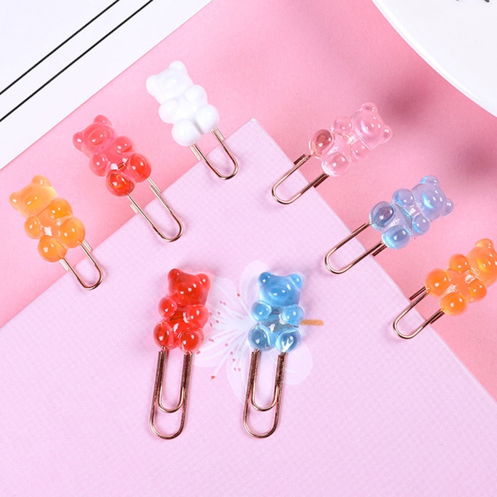 2pcs/lot Kawaii Rainbow Bear Paper Clip Decorative Bookmark Binder File Clips School Office Stationery Accessories