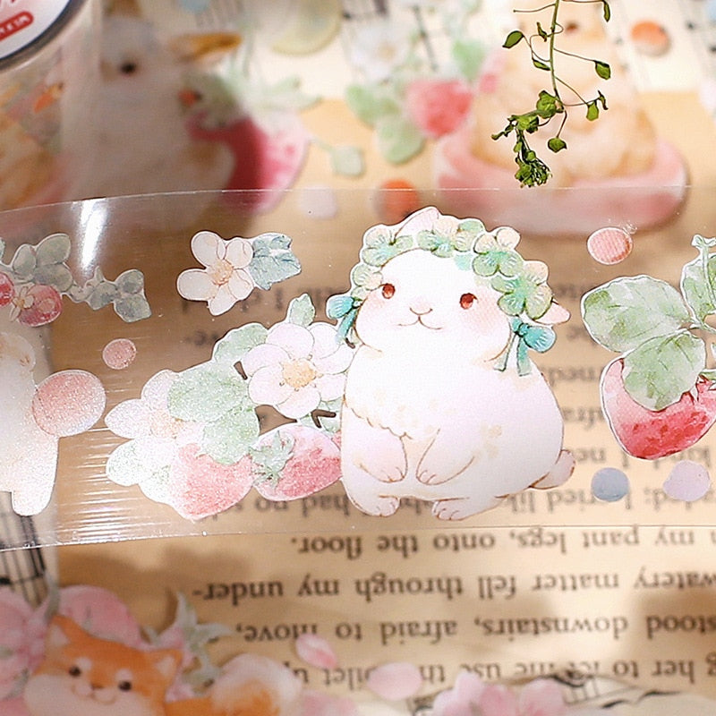 Kawaii Animal Party Masking Washi Tape Cute Cat Dog Otter Decorative Adhesive Tape Diy Scrapbooking Material Sticker Label