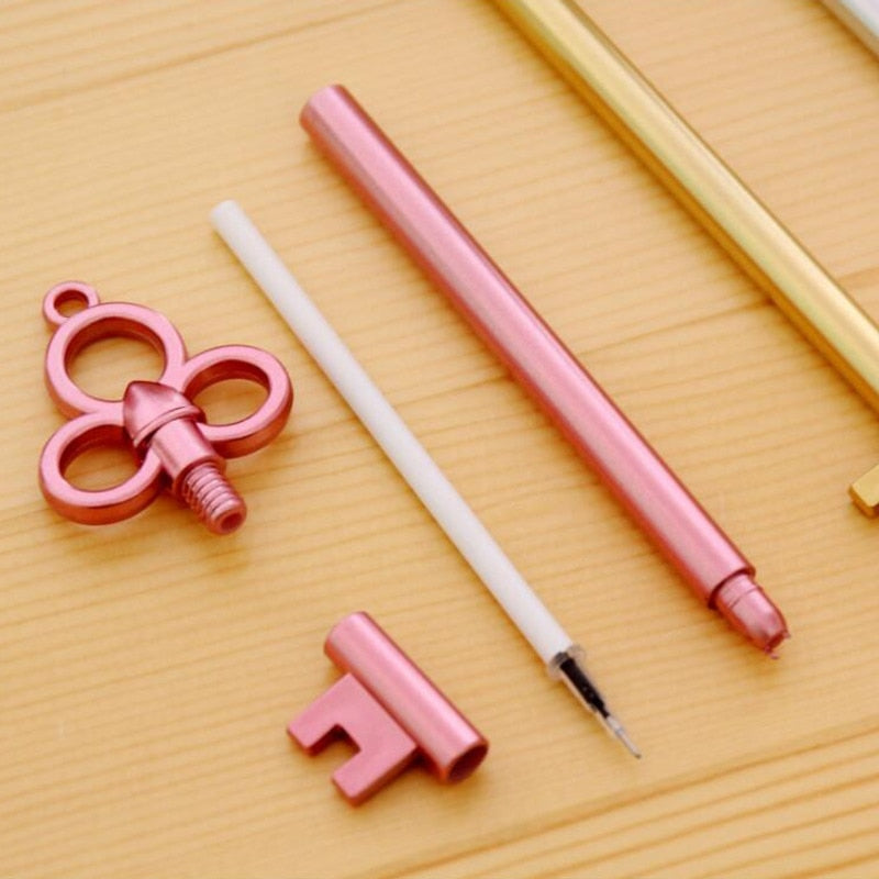 1 Pcs Lytwtw's Stationery Kawaii Retro Key Gel Pen School Office Supply Gel Pen Vintage Handle Novel Creative Cute pretty lovely