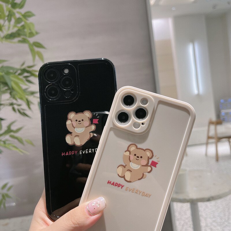 Retro kawaii plush anime bear Japanese Phone Case For iPhone 14 13 12 11 Pro Max 14 Plus Xr Xs Max 7 8 Plus case Cute Soft Cover