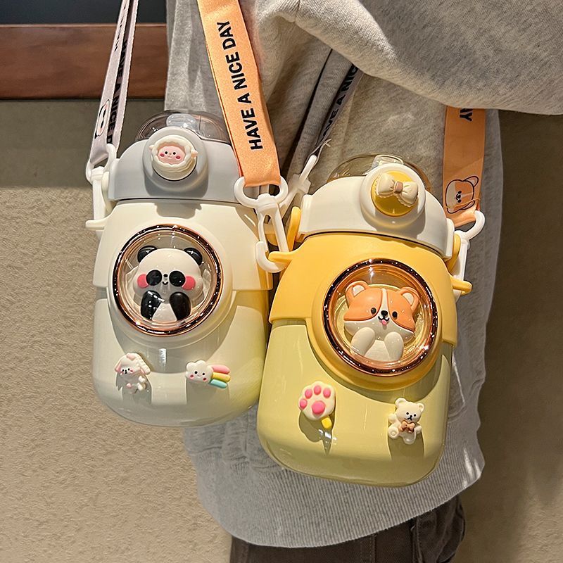 Kids Thermos Bottle Cute Water Bottle Kawaii Straw 700ml Stainless Large Capacity Cartoon Girl Kettle Student Cup for Children