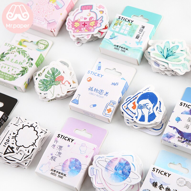 Mr.paper 46Pcs/box Cute Diary Stickers Scrapbooking Girl Generation Series Planner Japanese Kawaii Decorative Stationery Sticker