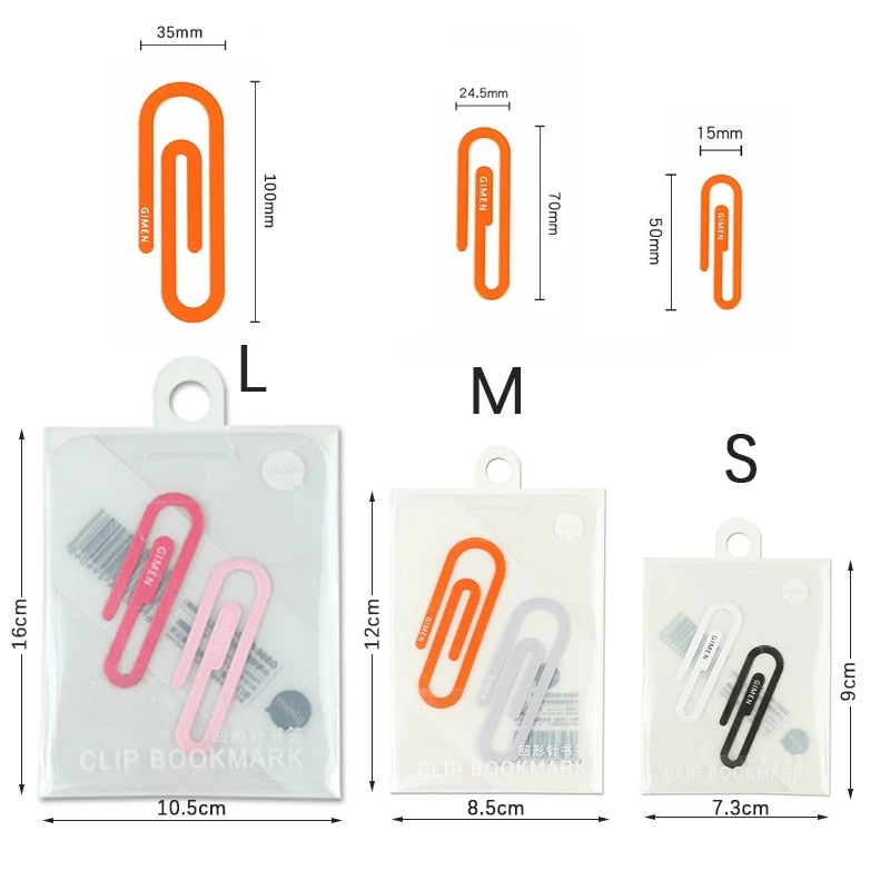 2 Pcs/pack Cute Colorful Small Large Metal Paper Clip Bookmark Kawaii Stationery Paperclips Planner Clips Office School Supplies