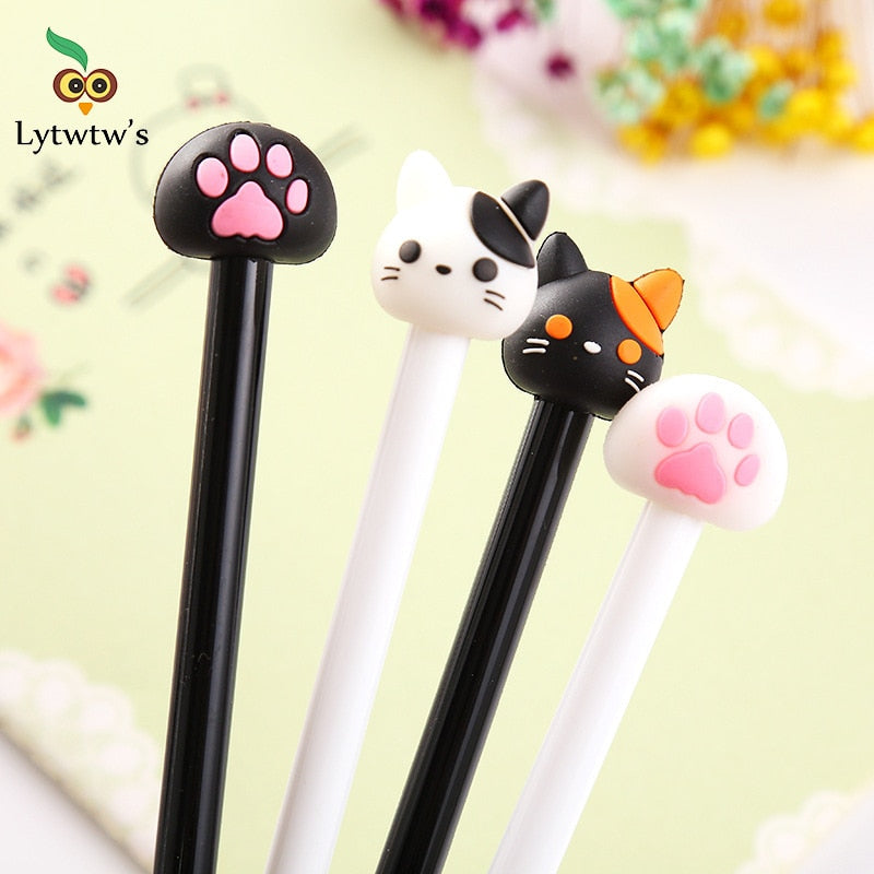 1 Pcs Lytwtw's Cartoon Cat Claw Paw Kawaii Cute School Supply Office Stationery Gel Pen Handles Creative sweet black cat lovely