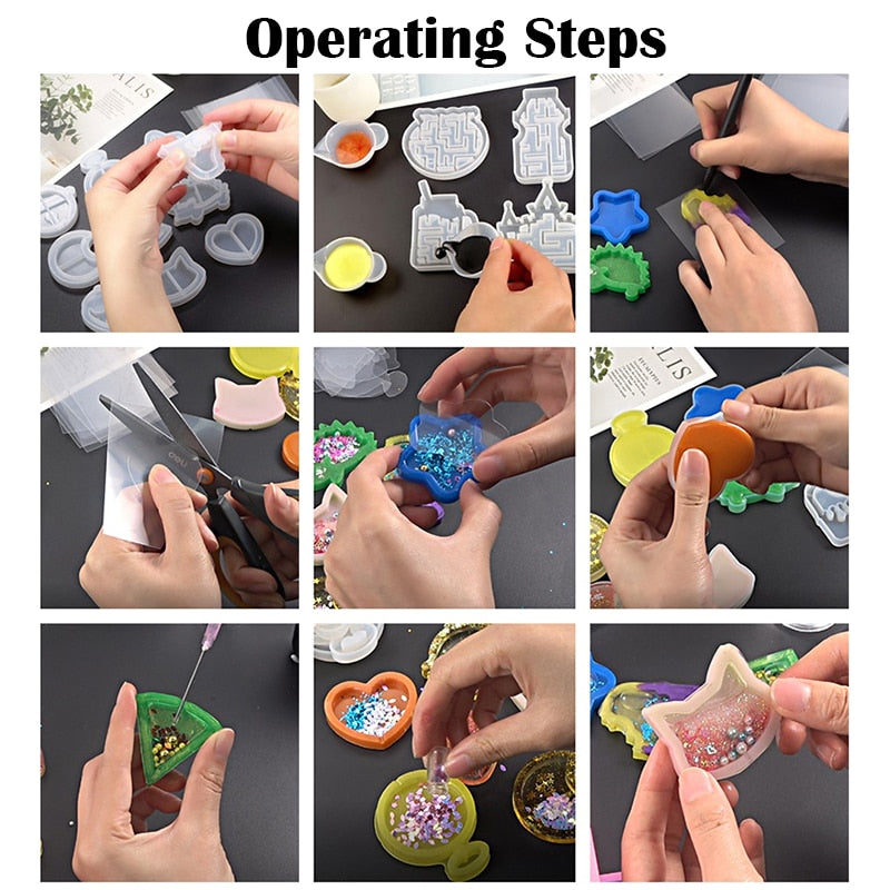 Kawaii Shaker Silicone Mold Resin Heart Star Moon Ice Cream UV Epoxy Resin Moulds Key Chain Pendant Craft Tools Jewelry Supplies