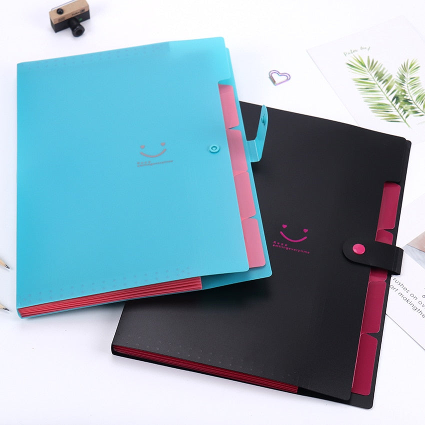 1PC New A4 Kawaii Document Bag Waterproof File Folder 5 Layers Document Bag Office Stationery Storages Supplies