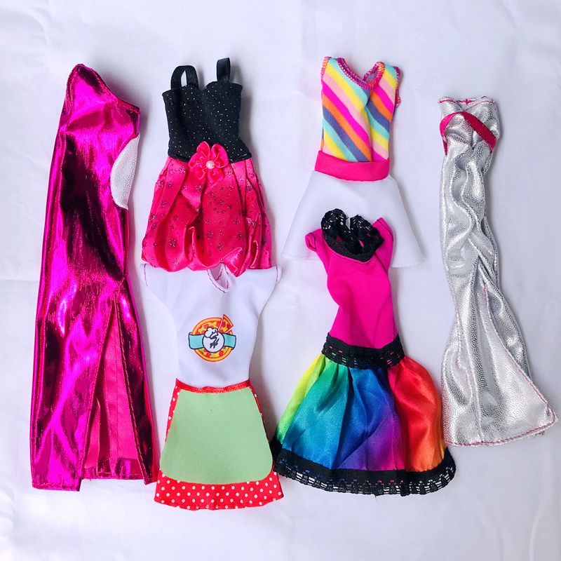 Kawaii Fashion Handmade 12 Items/Lot Doll Accessories Free shipping =6 Tops +6 Pants Clothes For Barbie Game DIY Birthday Gifts