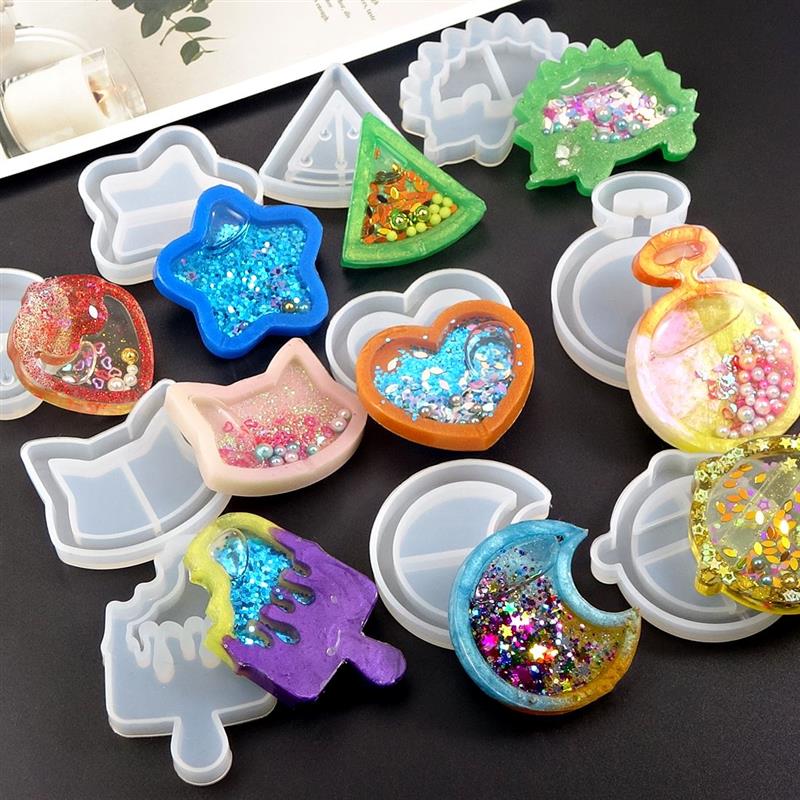Kawaii Shaker Silicone Mold Resin Heart Star Moon Ice Cream UV Epoxy Resin Moulds Key Chain Pendant Craft Tools Jewelry Supplies