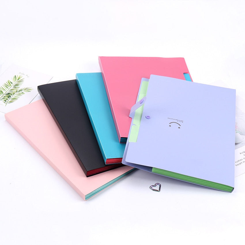 1PC New A4 Kawaii Document Bag Waterproof File Folder 5 Layers Document Bag Office Stationery Storages Supplies
