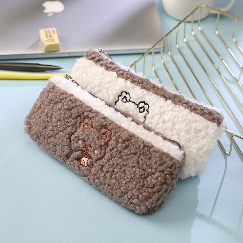 1PC Korea Stationery Kawaii Plush Pencil Case Quality School  School Pencilcases Cute Pencil Box Pencilcase Pencil Bag