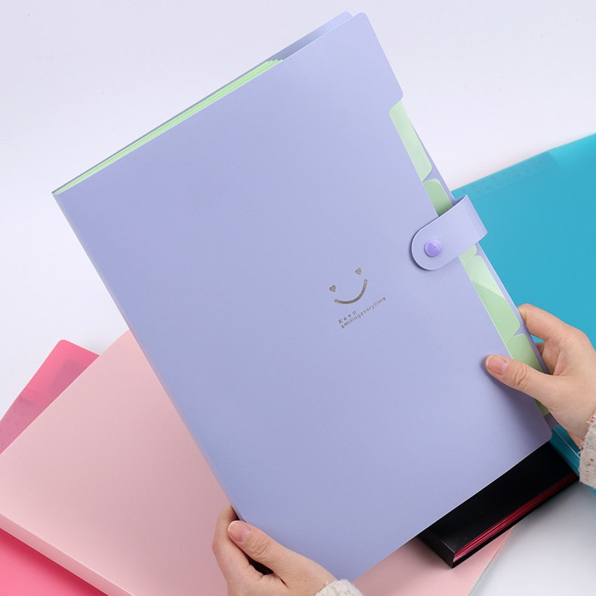 1PC New A4 Kawaii Document Bag Waterproof File Folder 5 Layers Document Bag Office Stationery Storages Supplies