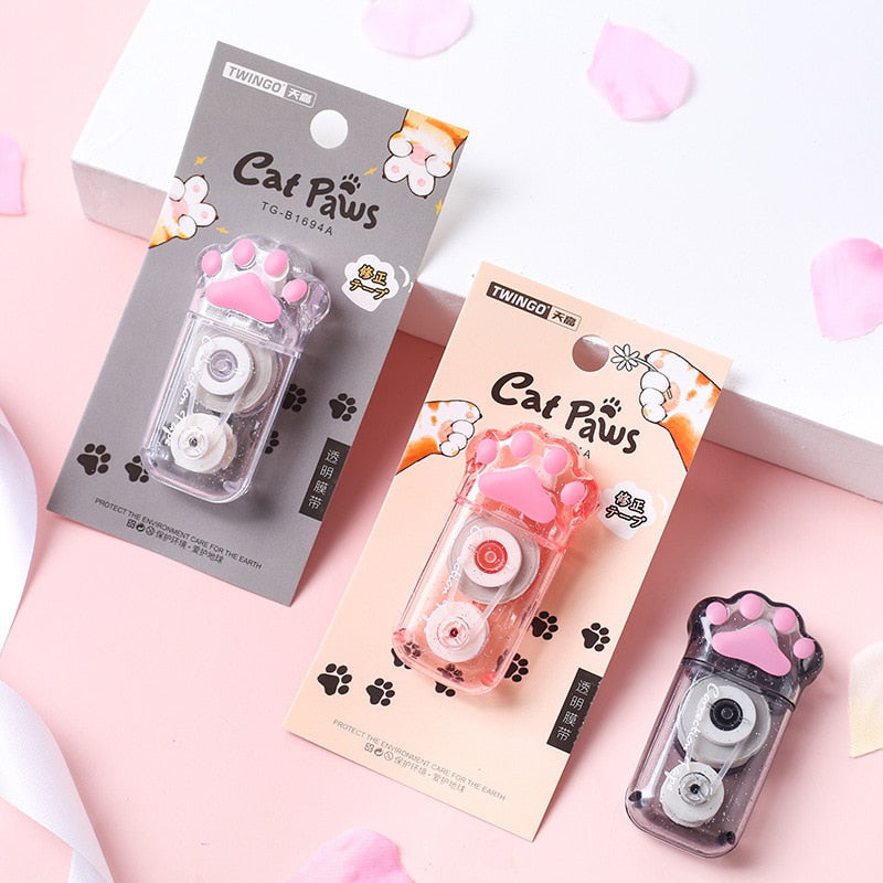 Kawaii Transparent Cat Paw 6M White Out Correction Tape Corrector Cute Office School Acccessories Supplies Stationery Gift