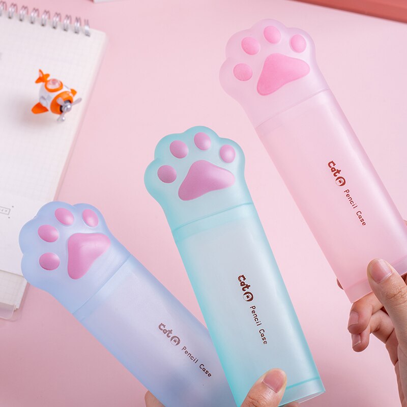 3D Pencil Case Storage Box Lovely Pink Cat paw Cartoon Pen Bag for School Girl Kawaii Stationery Gift Pouch Eraser Holder IN