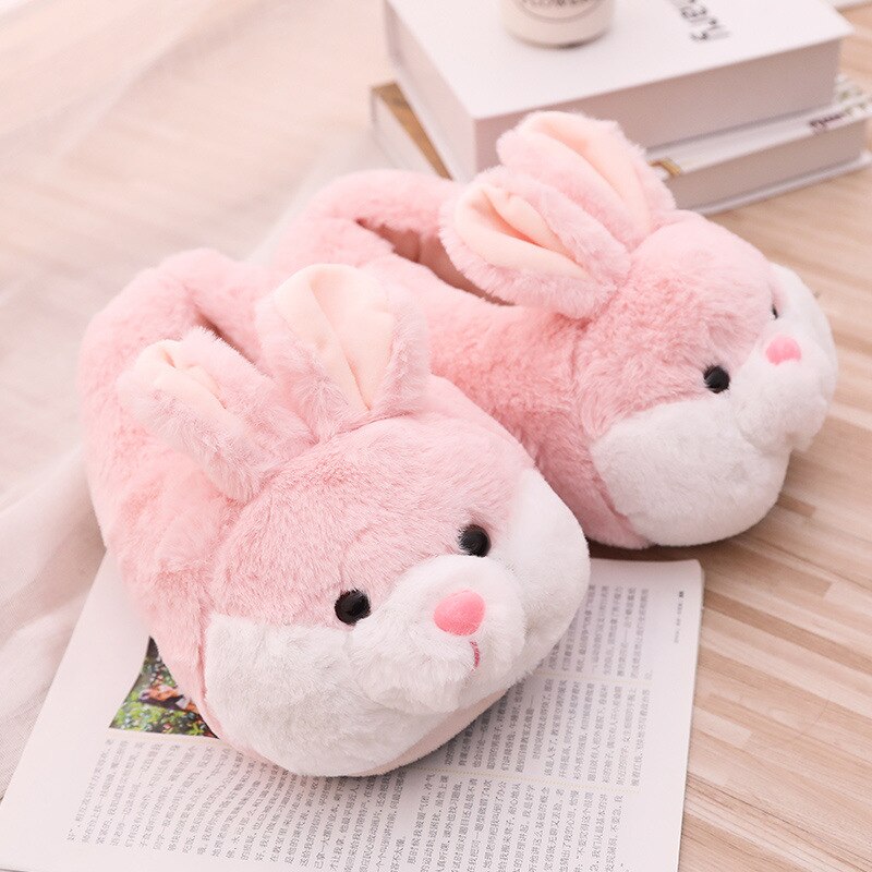 Kawaii Plush Avocado Slippers Fruit Toys Cute Pig Cattle Warm Winter Adult Shoes Doll Women Indoor Household Products size 35-43