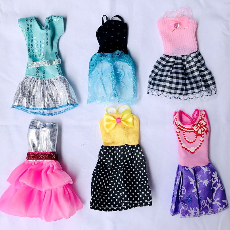 Kawaii Fashion Handmade 12 Items/Lot Doll Accessories Free shipping =6 Tops +6 Pants Clothes For Barbie Game DIY Birthday Gifts