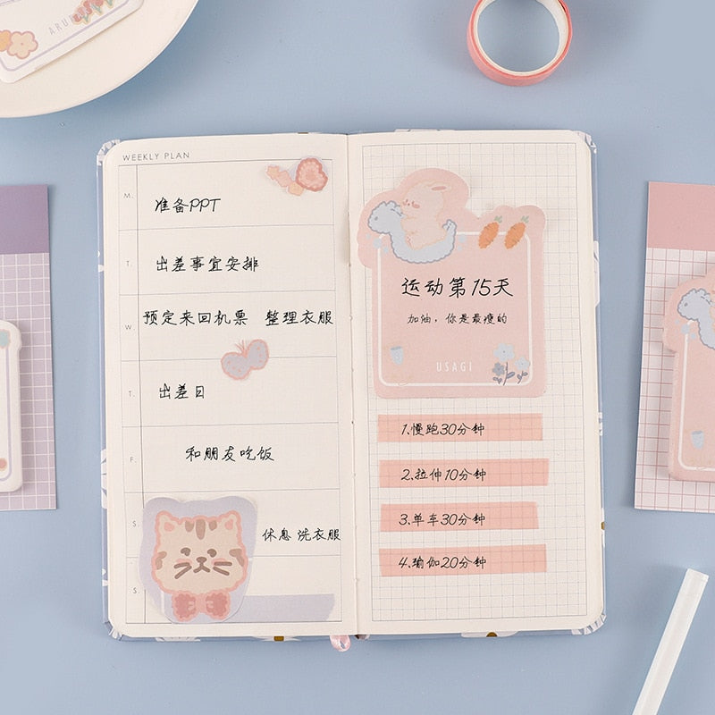 Cute cartoon animal party series Sticky Notes Memo Pad Diary Stationary Flakes Scrapbook Decorative kawaii cat N Times Sticky