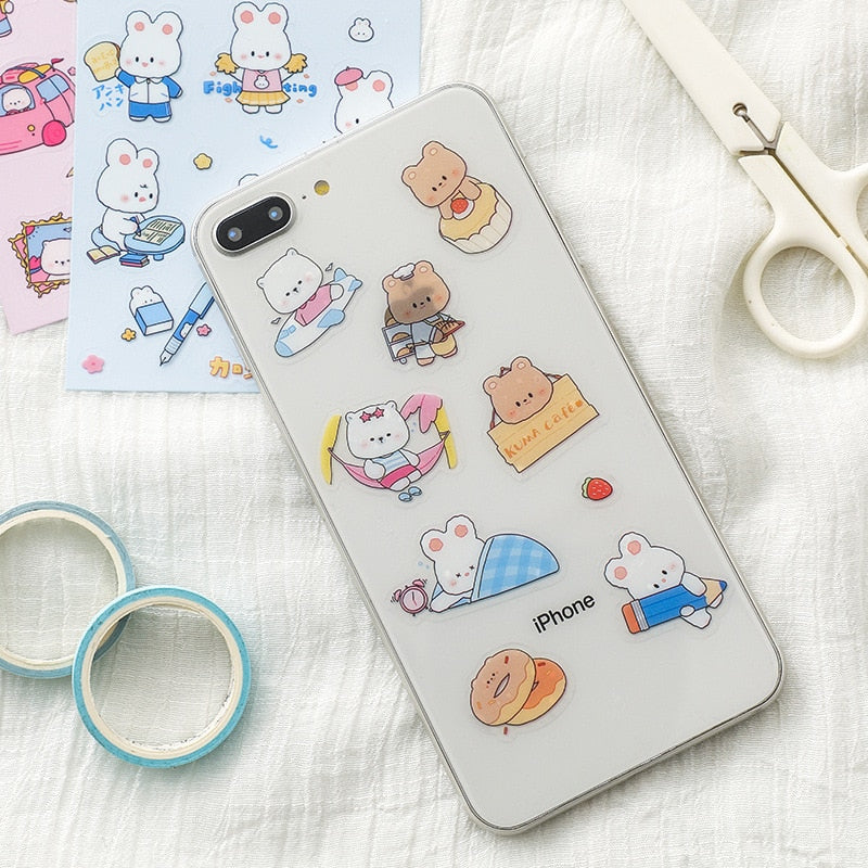 Mohamm 1Pc Pet Material Cute Kawaii Stickers Hand Account Decoration Stickers Student Supplies