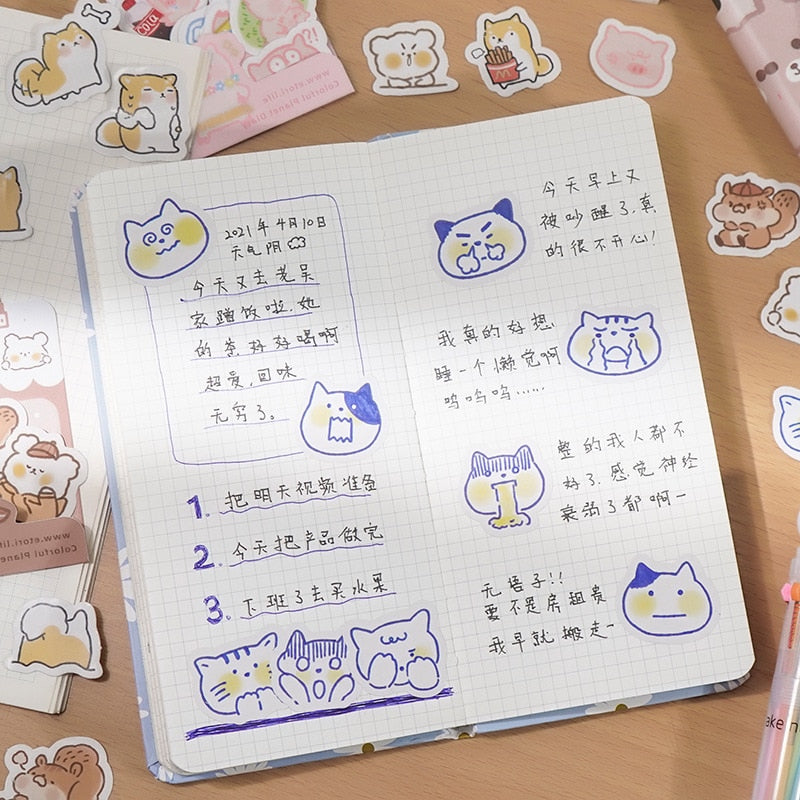 40 Pcs/lot Cute Kawaii Animal Paper Cat Box Stickers Calendar Diary Journaling Stationery