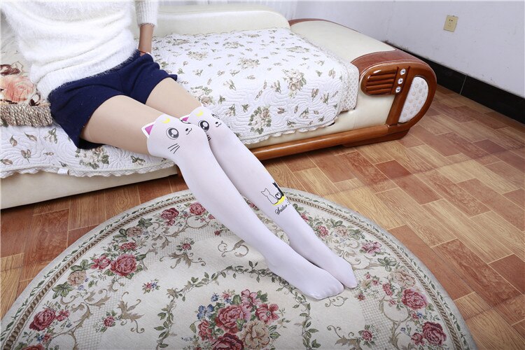 Kawaii Cute Cat Women's Sexy Stockings Girls Long Stockings Over Knee Thigh High Stockings Y2k Halloween Women's Underwear 2021