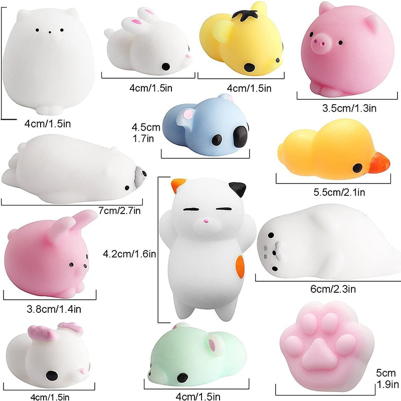 Mochi Squishy Animal Toys Stress Relief Toys Mochi Animals Toys  Mini Animals Cat Cute Kawaii Decompression Toy Christmas Gift