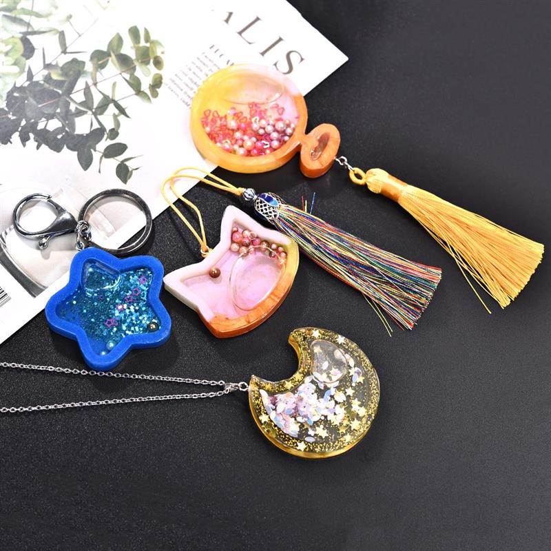 Kawaii Shaker Silicone Mold Resin Heart Star Moon Ice Cream UV Epoxy Resin Moulds Key Chain Pendant Craft Tools Jewelry Supplies