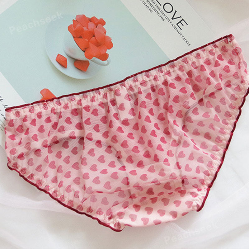 Sexy Lace Retro Panties For Women Underwear Fashion Panty Lingerie Kawaii Loving Heart Cute Briefs Low-Rise Brief Female New
