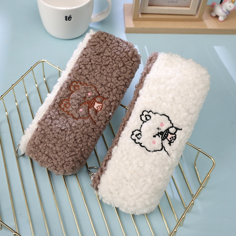 1PC Korea Stationery Kawaii Plush Pencil Case Quality School  School Pencilcases Cute Pencil Box Pencilcase Pencil Bag