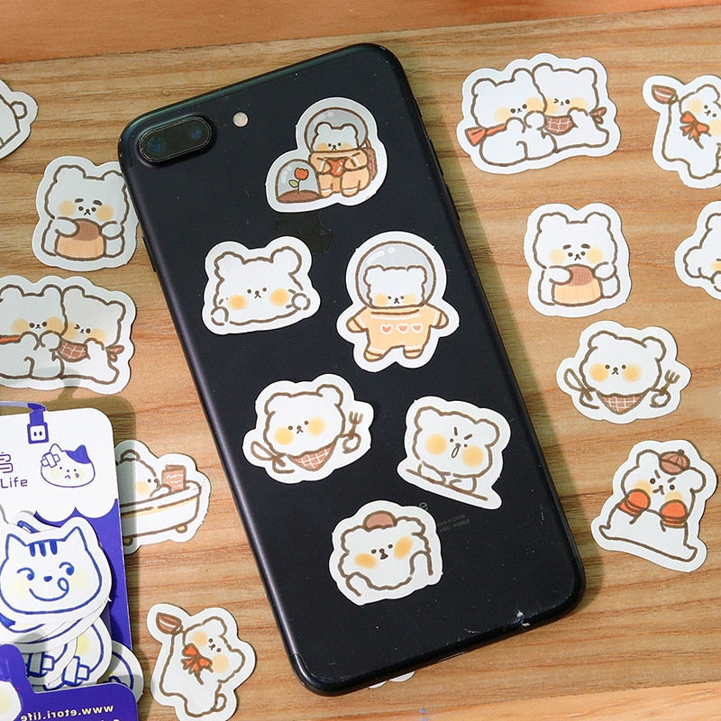 40 Pcs/lot Cute Kawaii Animal Paper Cat Box Stickers Calendar Diary Journaling Stationery