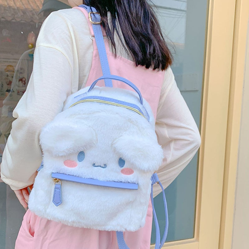 New Kawaii Sanrioed My Melody Cinnamoroll Cartoon Plush Bag Anime Soft Stuffed Animals Plushie Backpack Girls Doll Toys Gifts