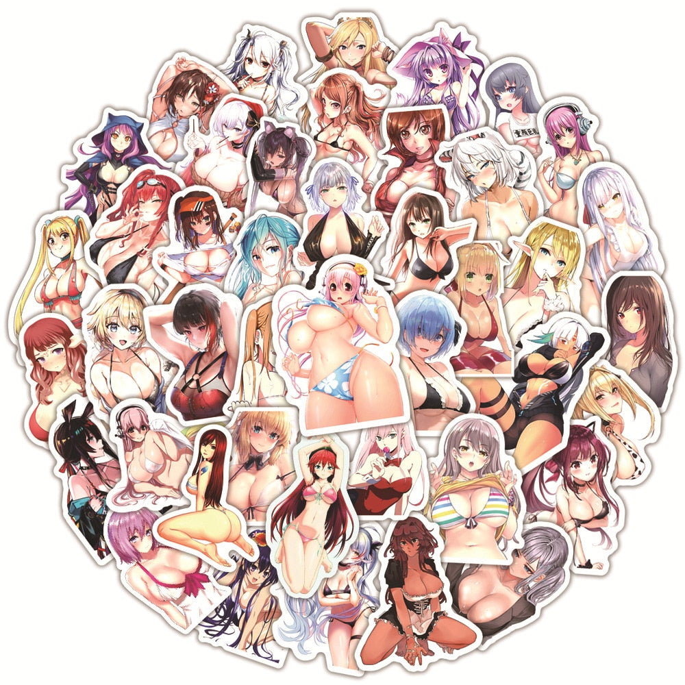 10/30/50/100PCS Kawaii Sexy Anime Hentai Waifu Stickers for Phone Skateboard Laptop Guitar Bunny Girls Sticker Classic Toys