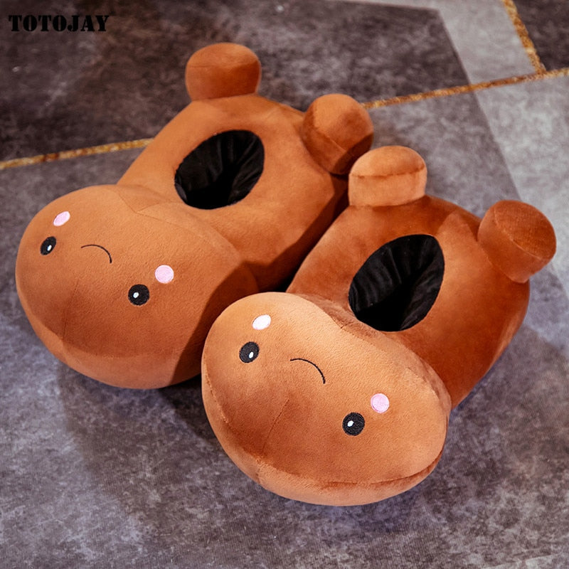 Kawaii Plush Penis Shaped Slippers Cute Toys Cartoon Warm Winter Adult Shoes Doll Women Indoor Household Products Creative Gifts