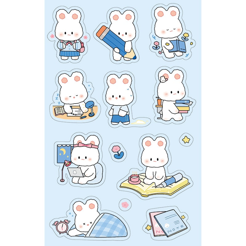 Mohamm 1Pc Pet Material Cute Kawaii Stickers Hand Account Decoration Stickers Student Supplies